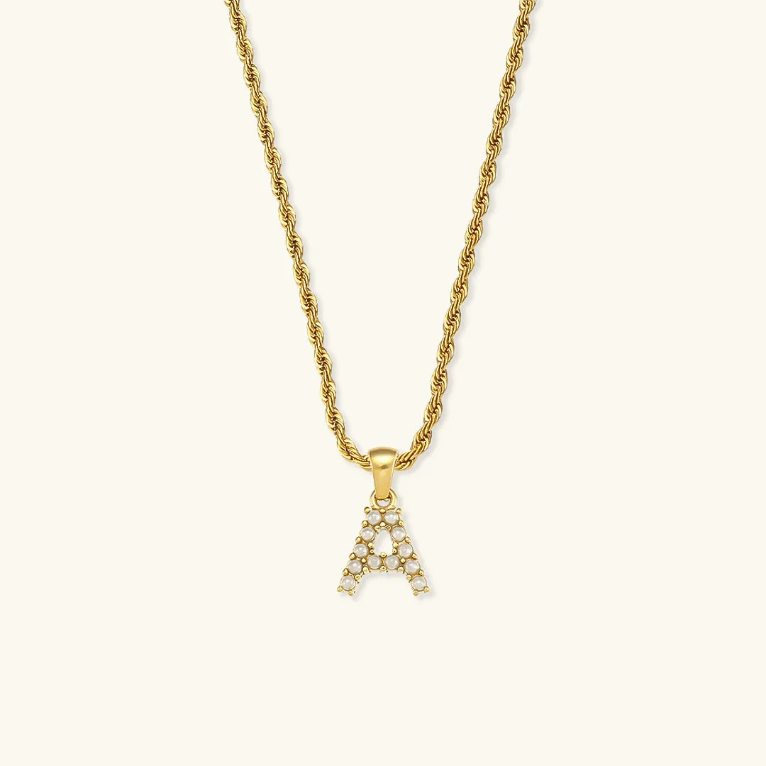 Gold-Plated Initial Letter Necklace with Freshwater Pearls