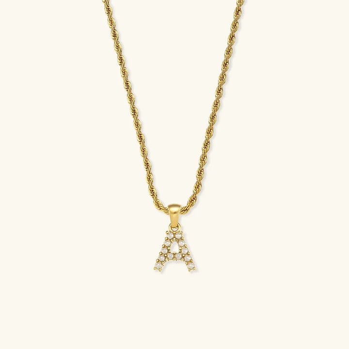 Gold-Plated Initial Letter Necklace with Freshwater Pearls