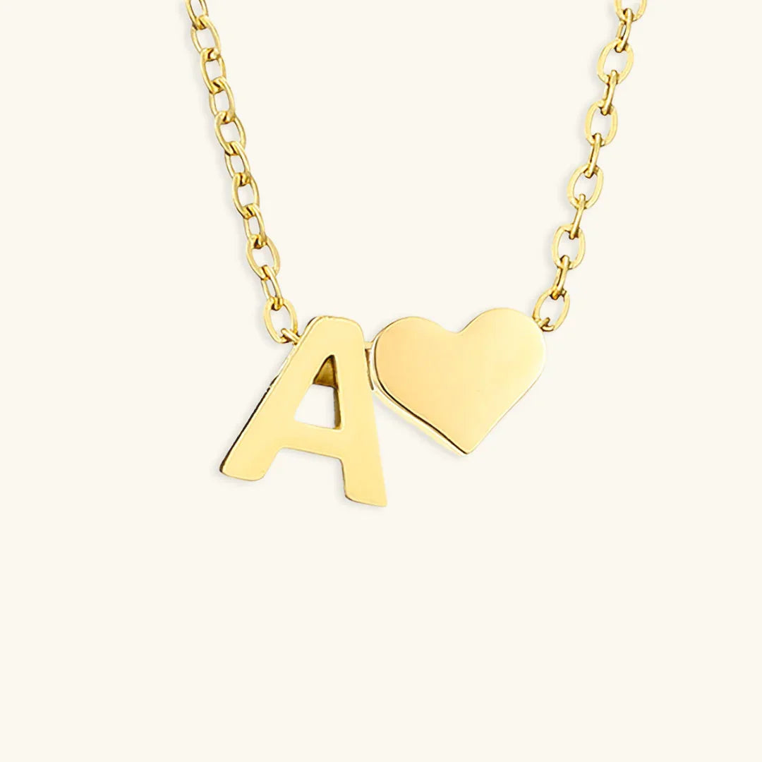 Gold-Plated Initial Heart Pendant Necklace
