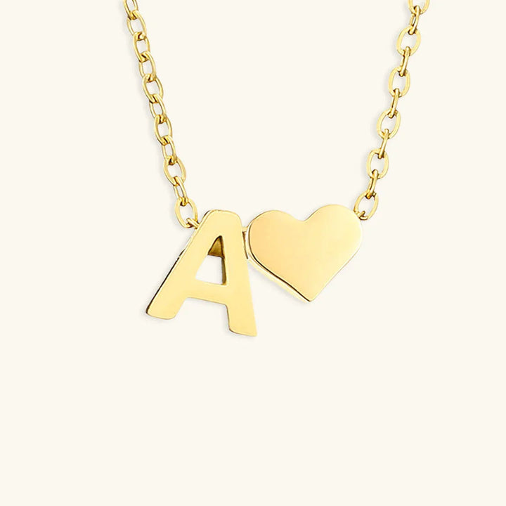 Gold-Plated Initial Heart Pendant Necklace