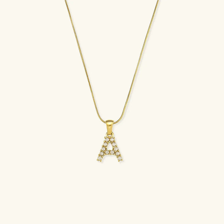 Gold-Plated Initial Letter Necklace with Freshwater Pearls