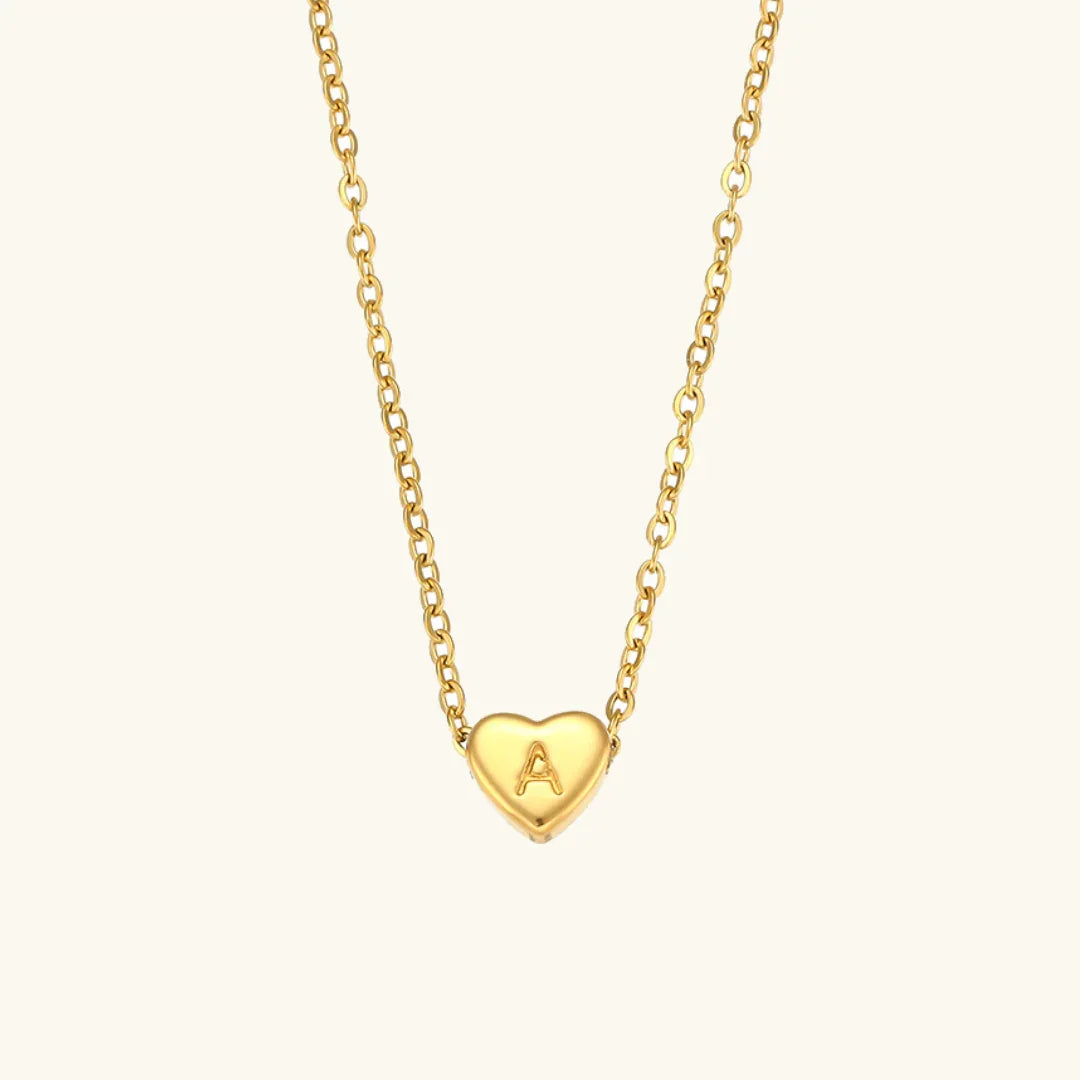 Gold-Plated Heart Initial Necklace