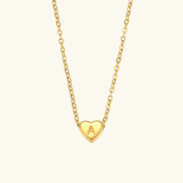 Gold-Plated Heart Initial Necklace
