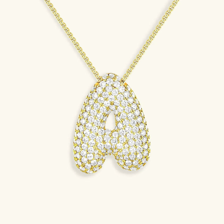 Gold-Plated Bubble Initial Diamond Necklace