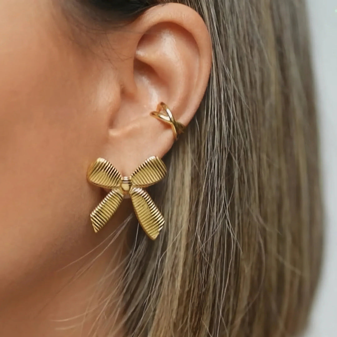 Gold-Plated Ribbon Earrings