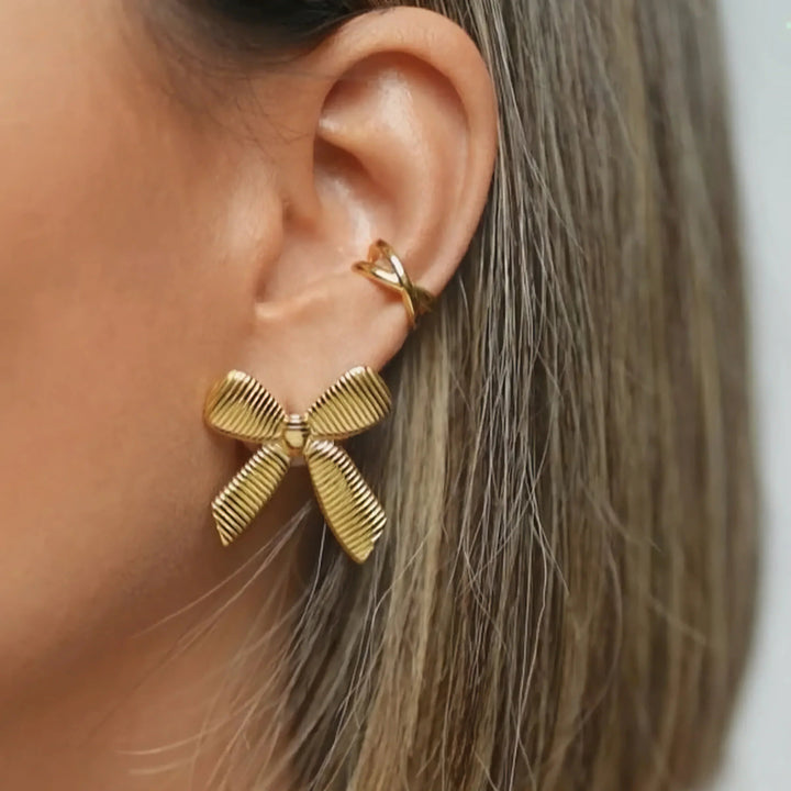 Gold-Plated Ribbon Earrings