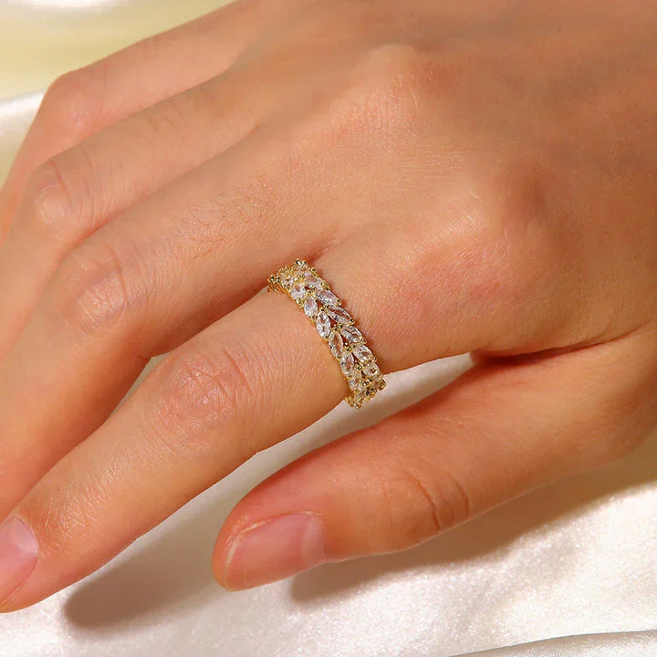 Gold-Plated CZ Open Ring for Women
