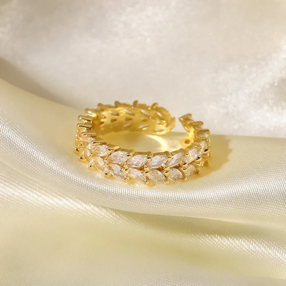 Gold-Plated CZ Open Ring for Women