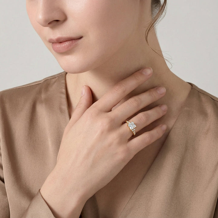 Gold-Plated CZ Adjustable Ring For Women