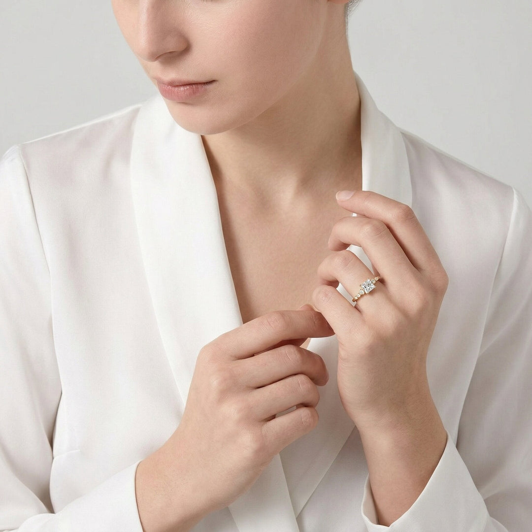 Gold-Plated CZ Adjustable Ring For Women