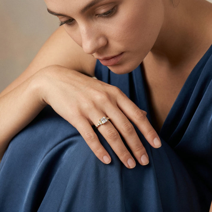 Gold-Plated CZ Adjustable Ring For Women