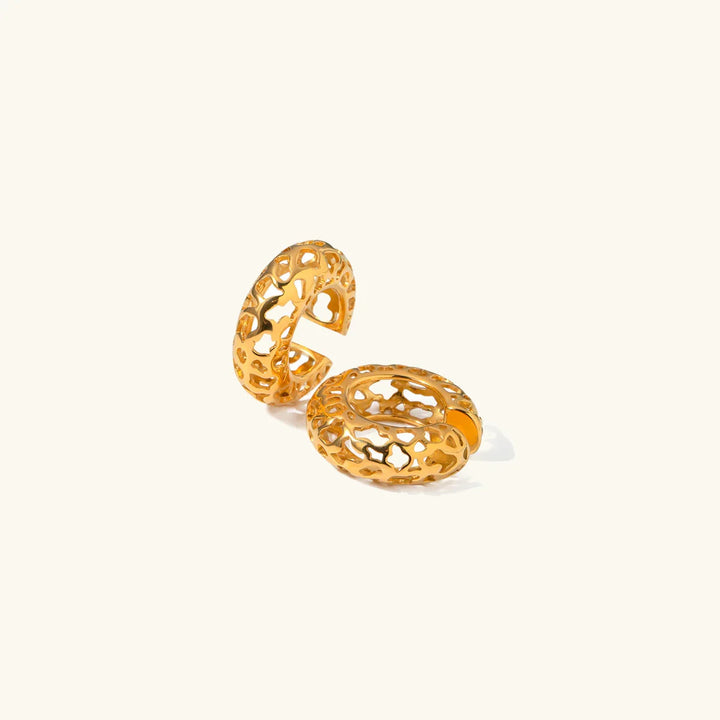 Gold-Plated Hollow Lace Earrings for A Luminous Statement