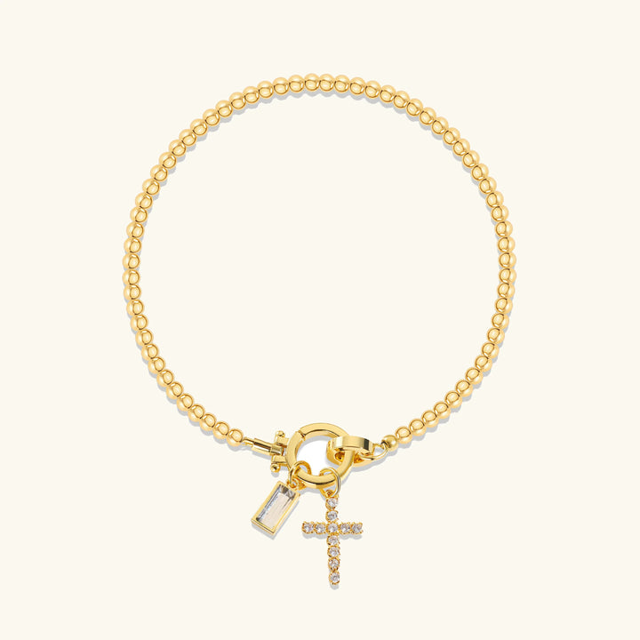 Gold-Plated Crystal Birthstone Cross Bracelet