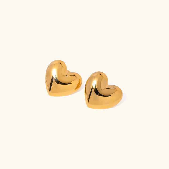 Gold-Plated Heart Earrings Hypoallergenic and Water-Resistant