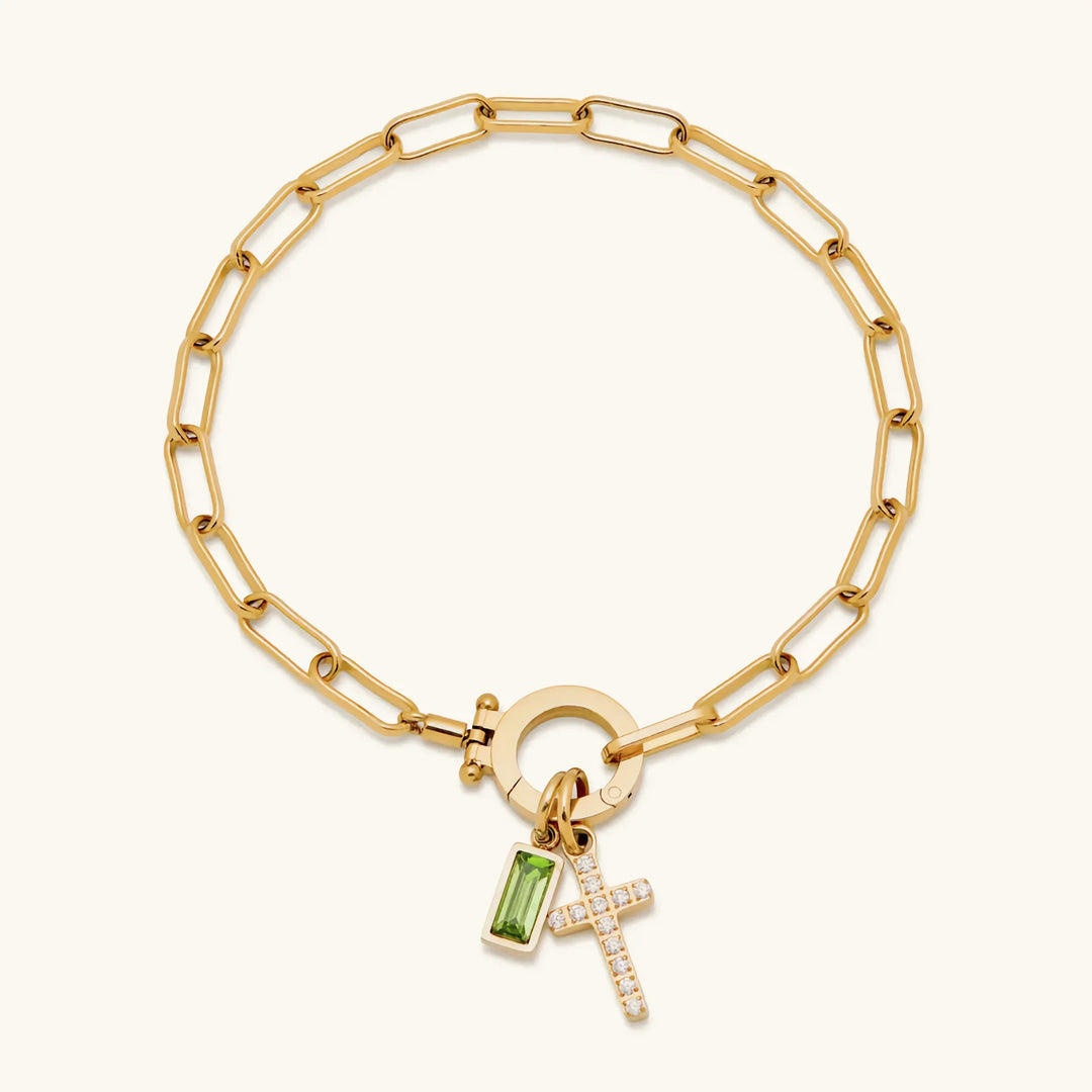 Gold-Plated Crystal Cross Bracelet