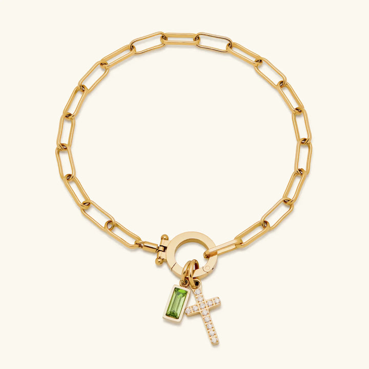 Gold-Plated Crystal Cross Bracelet