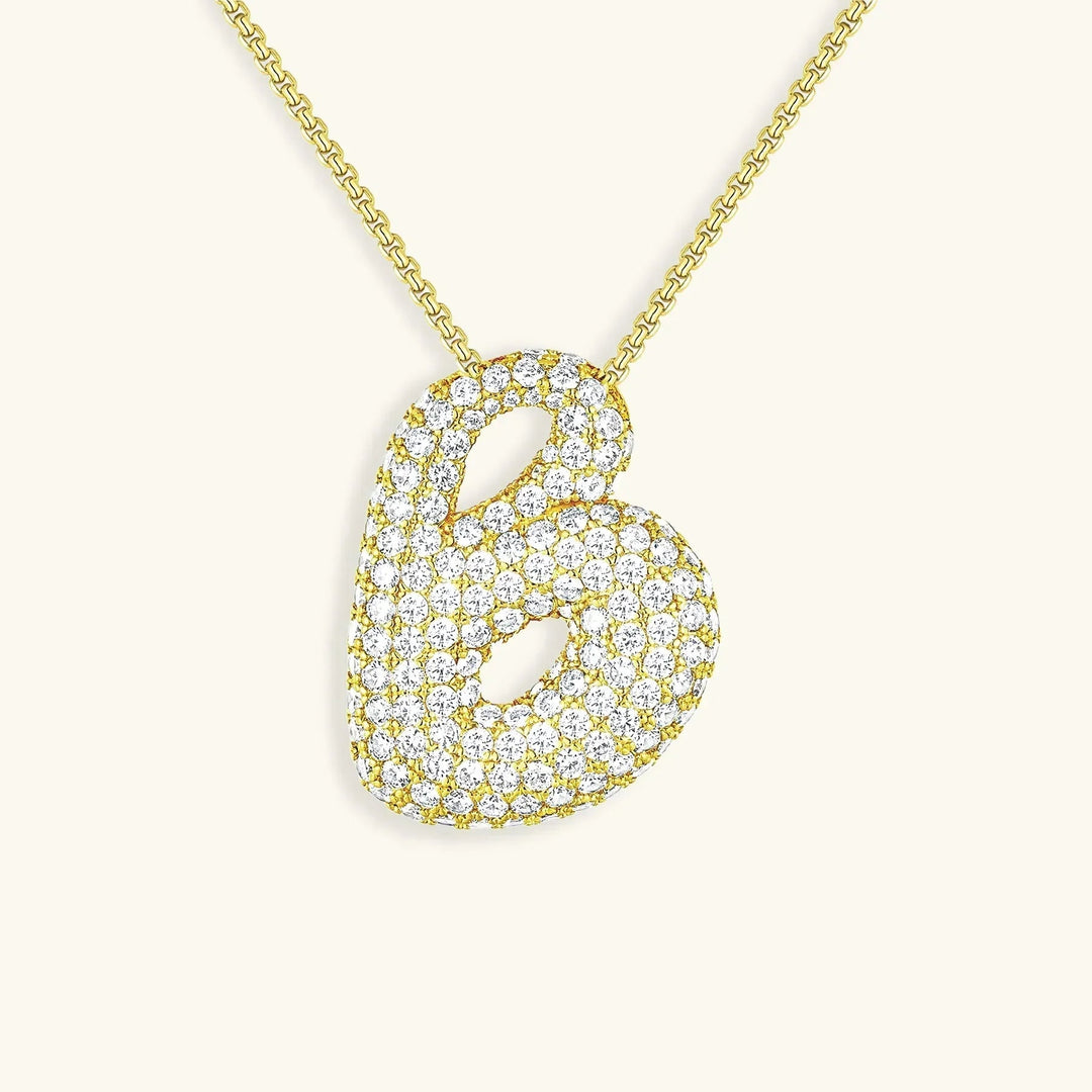 Gold-Plated Bubble Initial Diamond Necklace