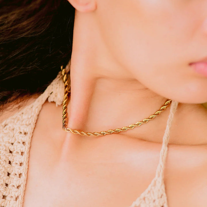 Gold-Plated Rope Chain Necklace for Women