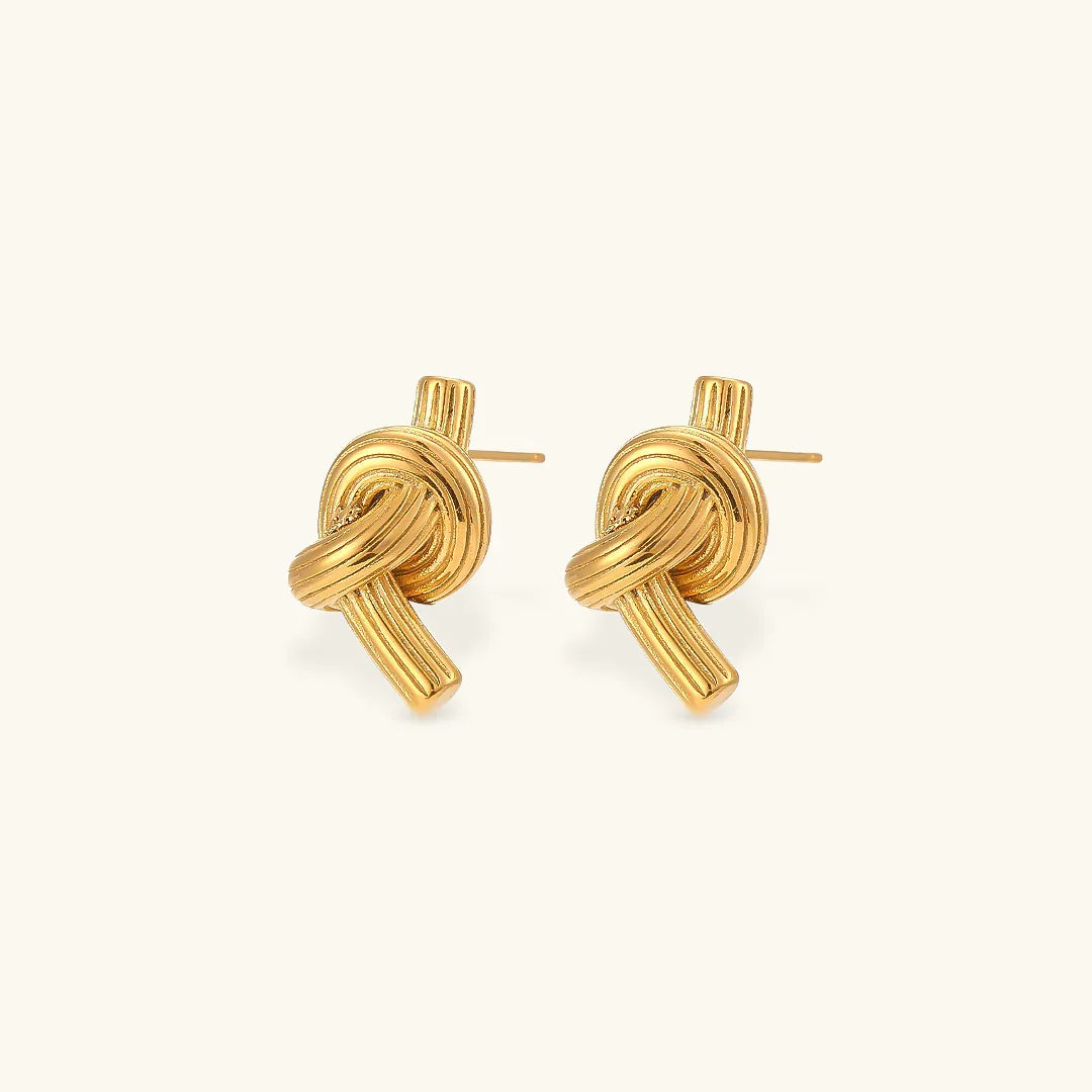 Gold-Plated Rope Knot Stud Earrings
