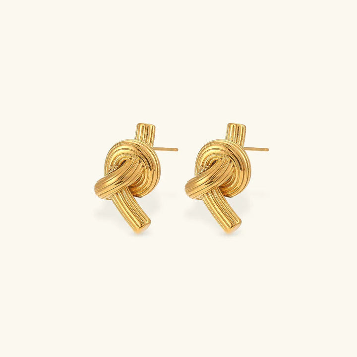 Gold-Plated Rope Knot Stud Earrings