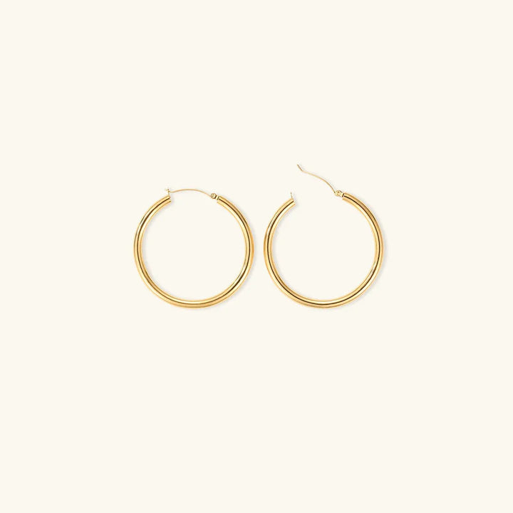 Gold-Plated Broad Hoop Earrings for Women
