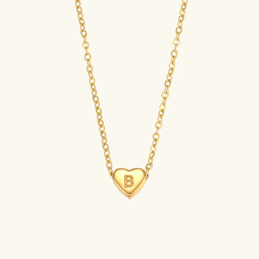 Gold-Plated Heart Initial Necklace