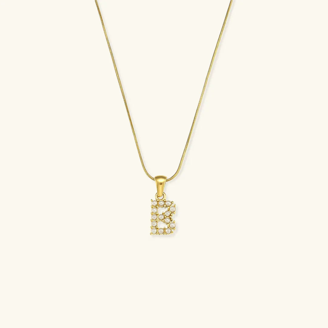 Gold-Plated Initial Letter Necklace with Freshwater Pearls