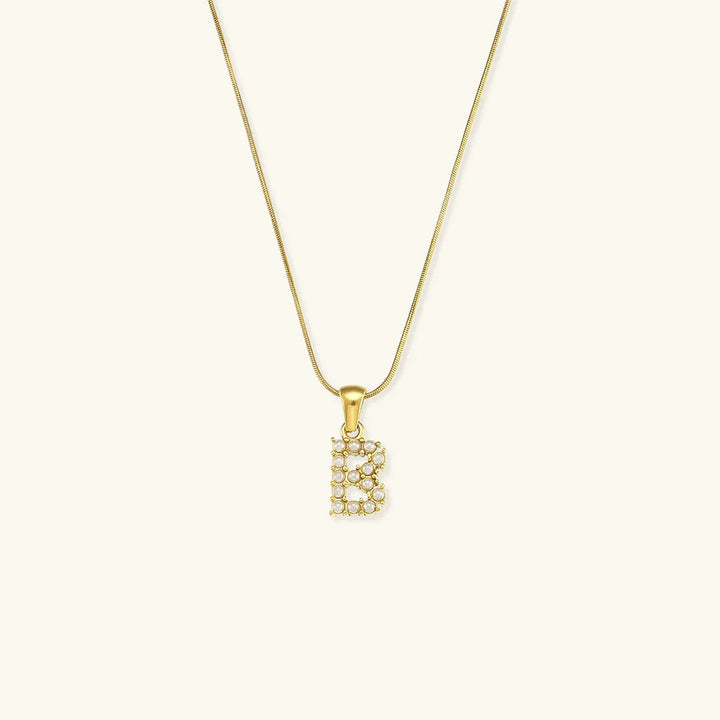 Gold-Plated Initial Letter Necklace with Freshwater Pearls