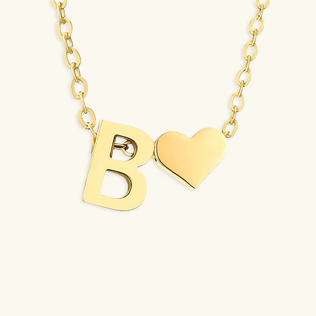 Gold-Plated Initial Heart Pendant Necklace