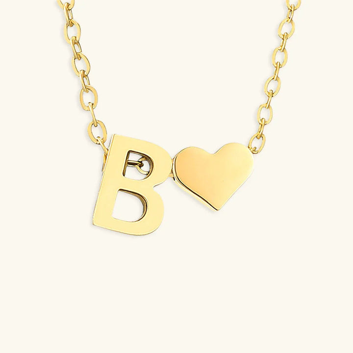 Gold-Plated Initial Heart Pendant Necklace