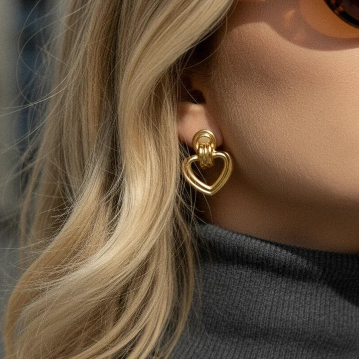 Gold-Plated Heart Earrings for Women