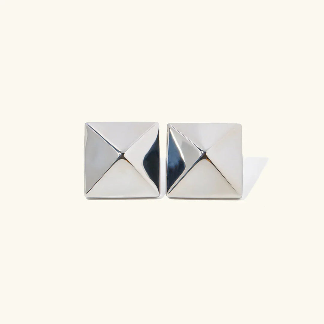 Gold-Plated Pyramid Earrings Hypoallergenic and Waterproof