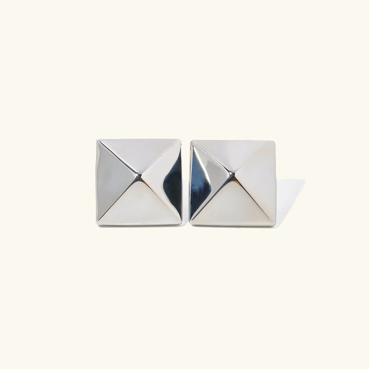Gold-Plated Pyramid Earrings Hypoallergenic and Waterproof