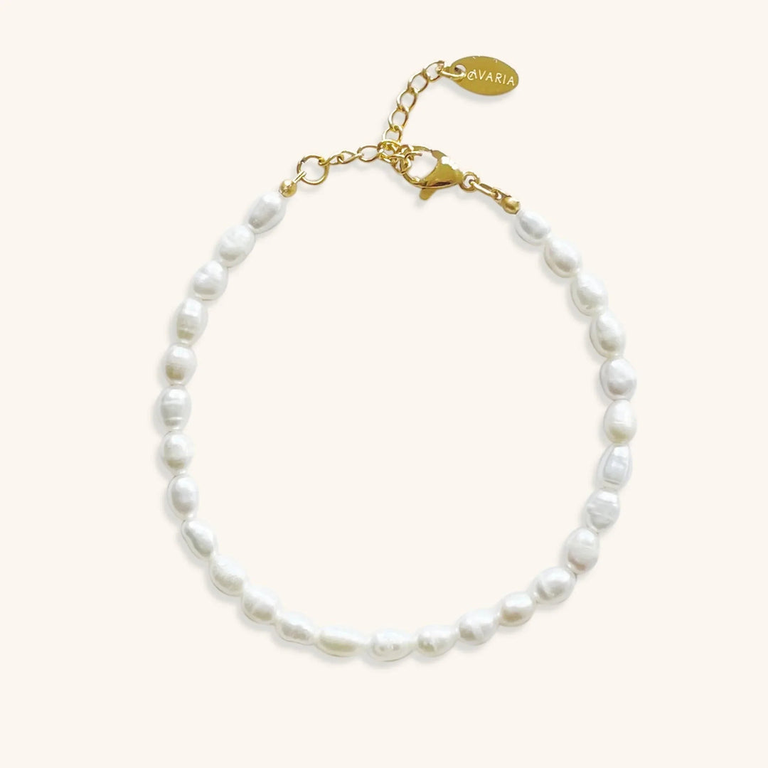 Gold-Plated Faux Pearl Beaded Bracelet