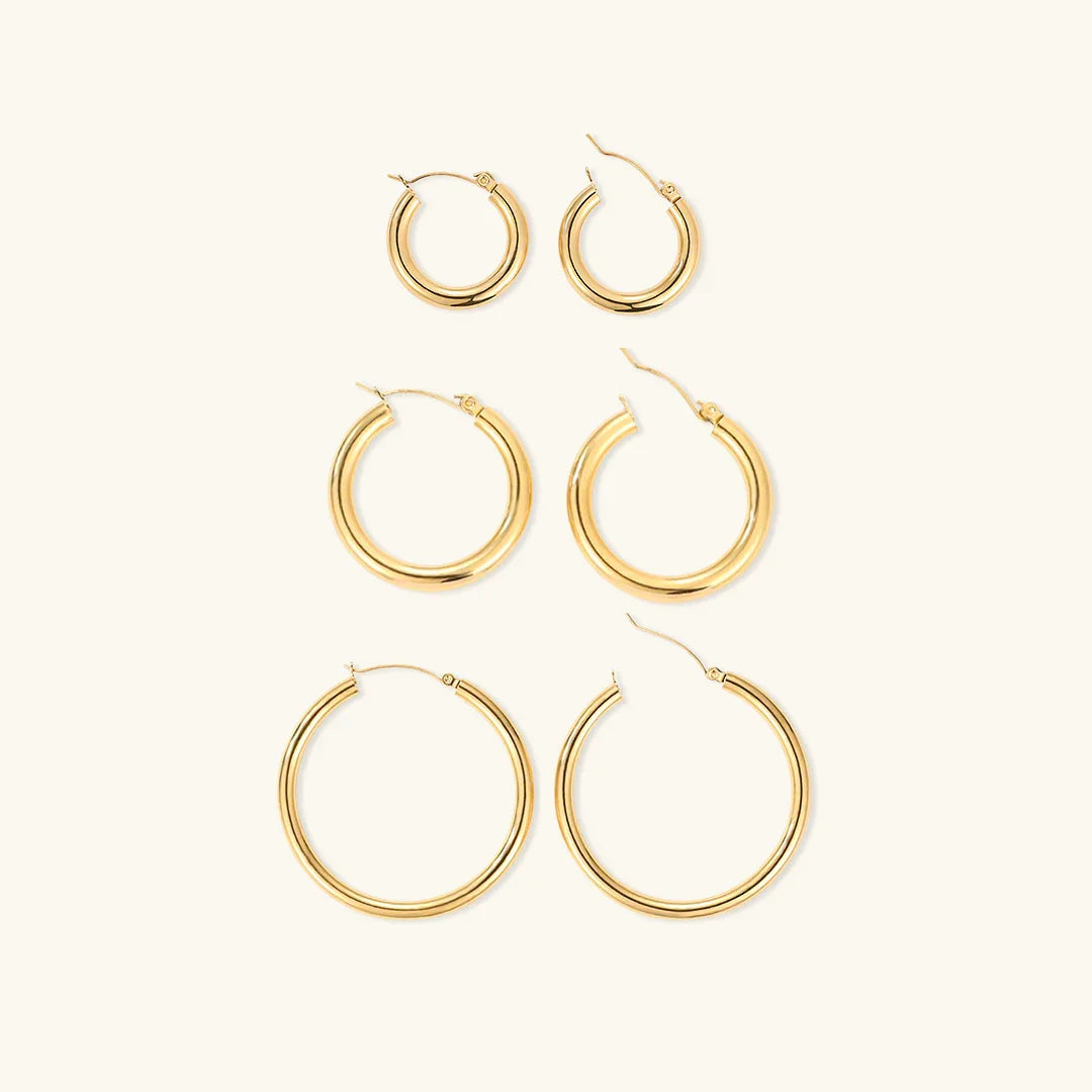 Gold-Plated Broad Hoop Earrings for Women