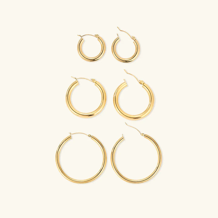 Gold-Plated Broad Hoop Earrings for Women