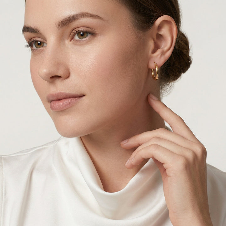 Gold-Plated Broad Hoop Earrings for Women