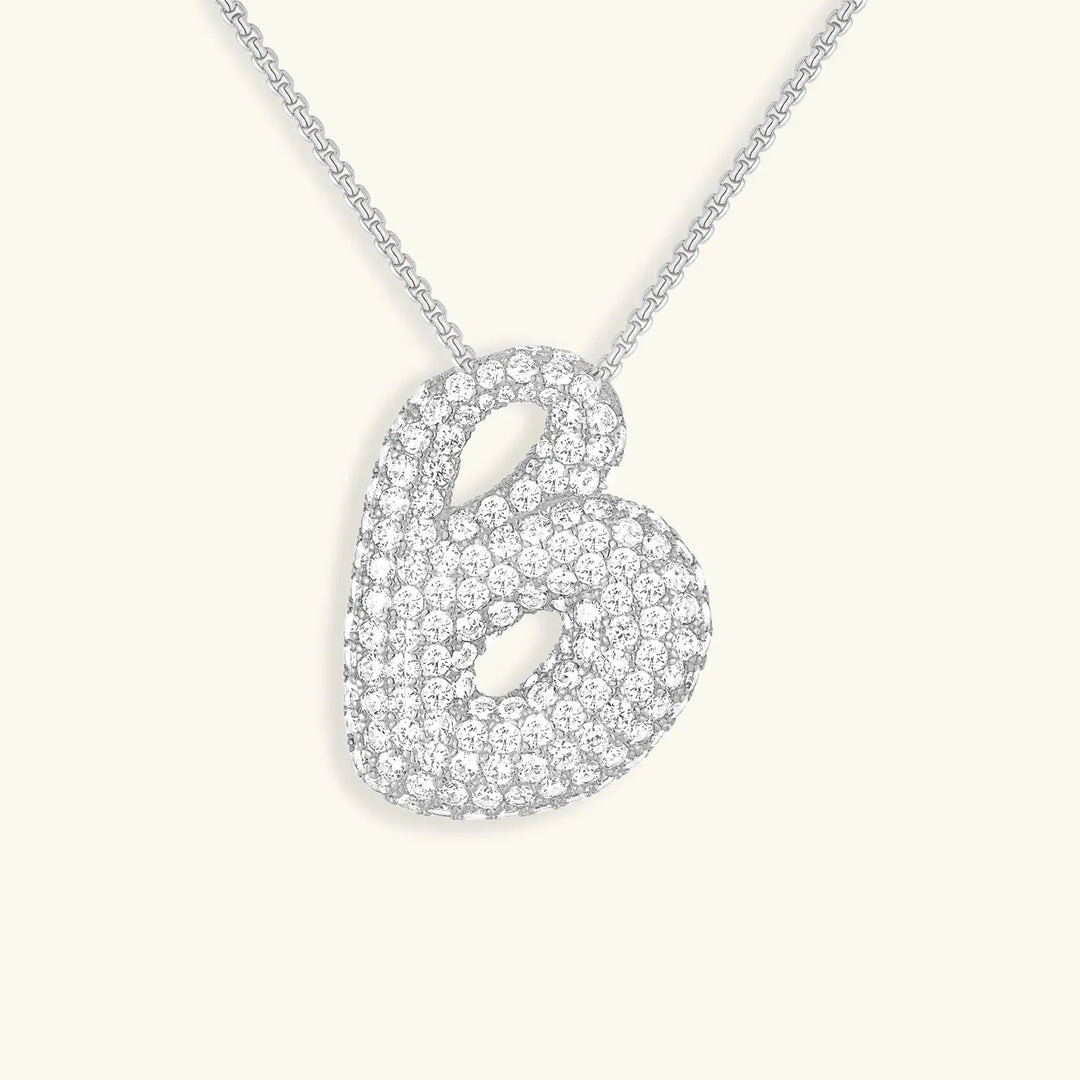 Gold-Plated Bubble Initial Diamond Necklace