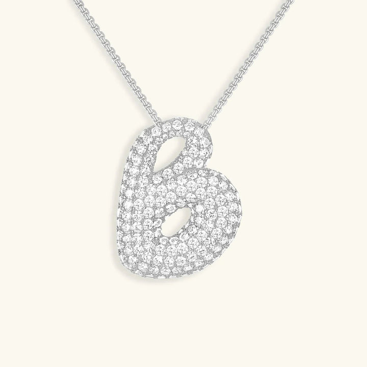 Gold-Plated Bubble Initial Diamond Necklace