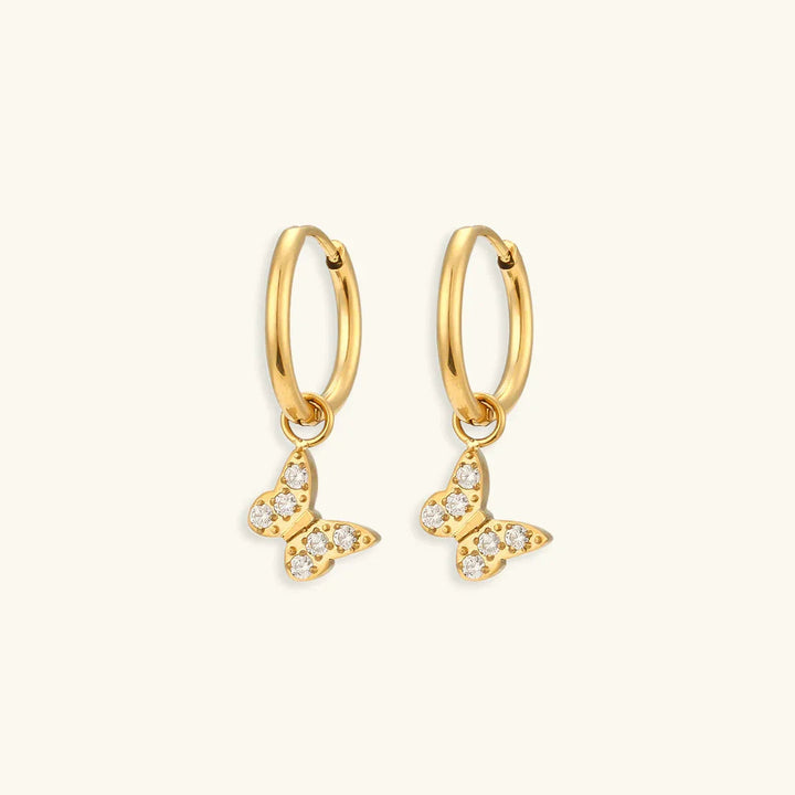 Gold-Plated Diamond Drop Hoop Earrings For Women