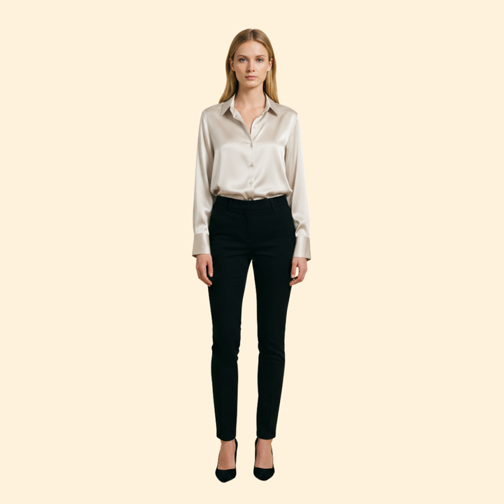 Button Up Blouse with Woven Surface