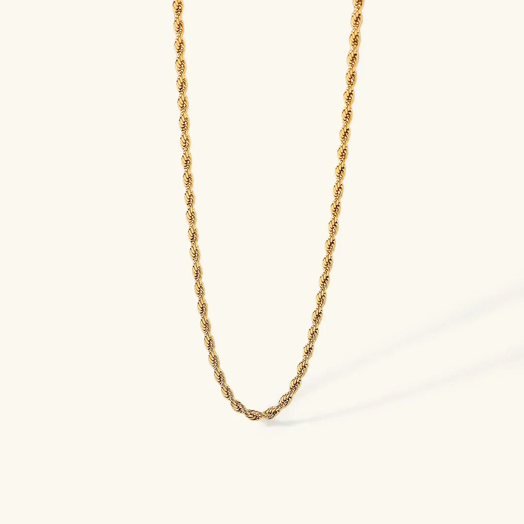 Gold-Plated Twisted Rope Chain Necklace for Women
