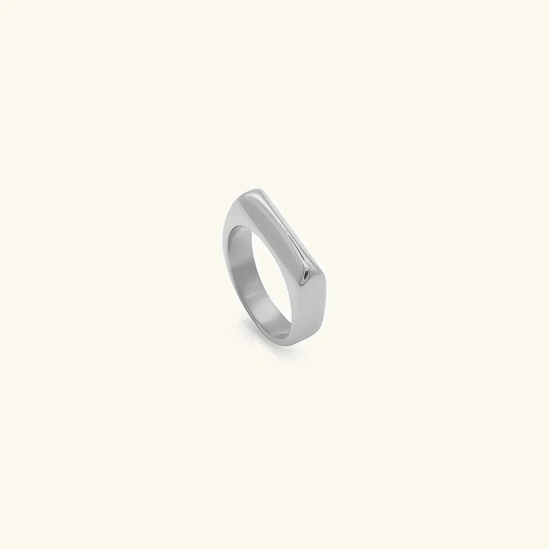 Gold-Plated Geometric Bar Ring for Women