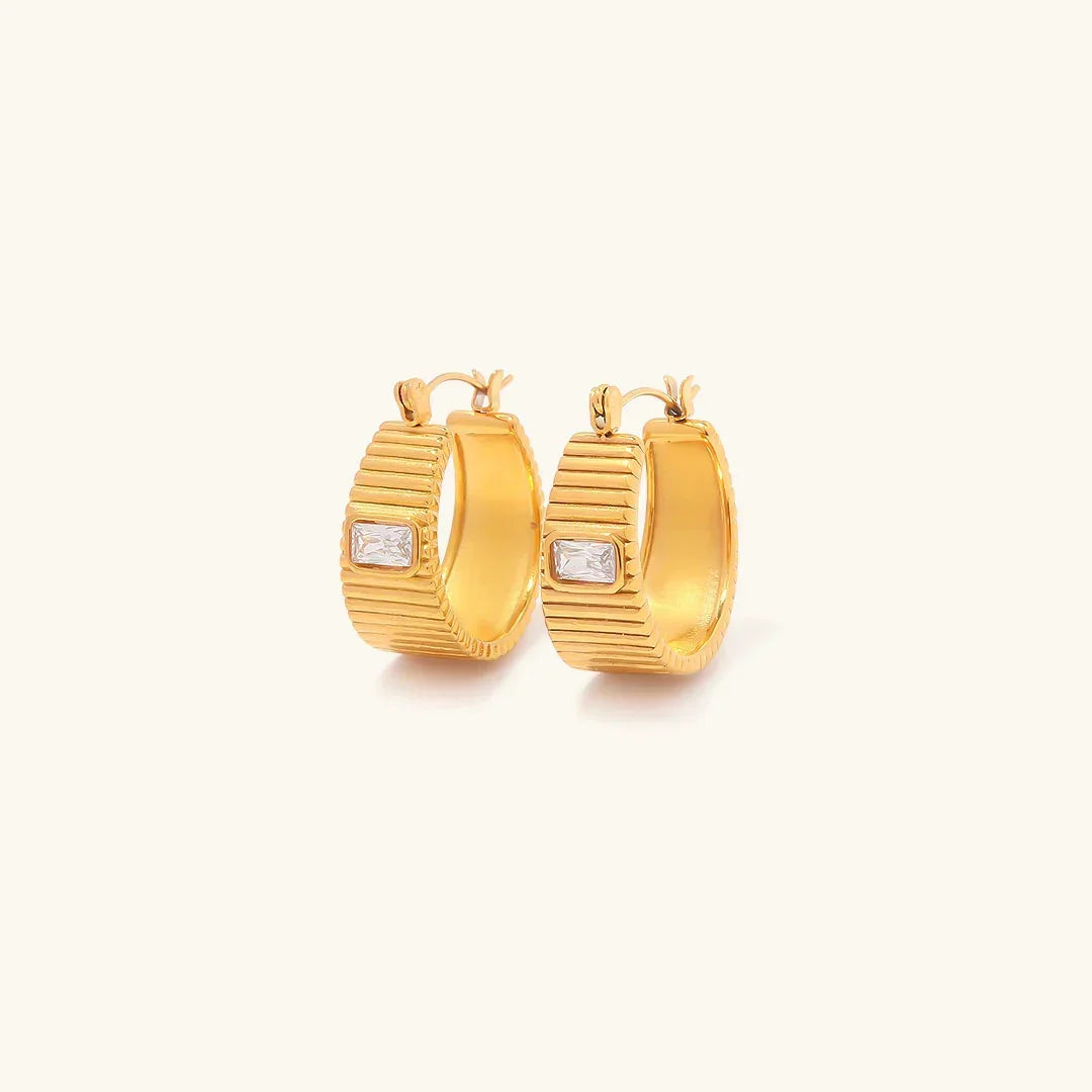 Gold-Plated Cubic Zirconia Hoop Earrings for Women