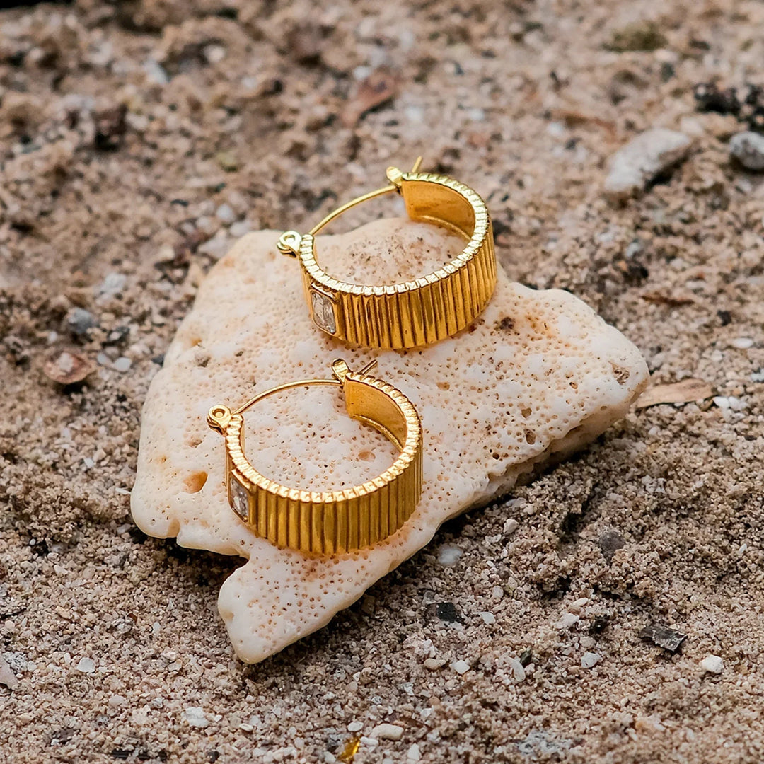 Gold-Plated Cubic Zirconia Hoop Earrings for Women