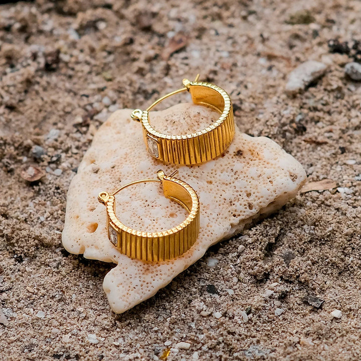 Gold-Plated Cubic Zirconia Hoop Earrings for Women