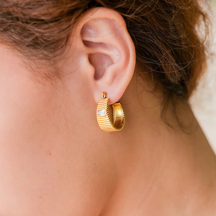 Gold-Plated Cubic Zirconia Hoop Earrings for Women