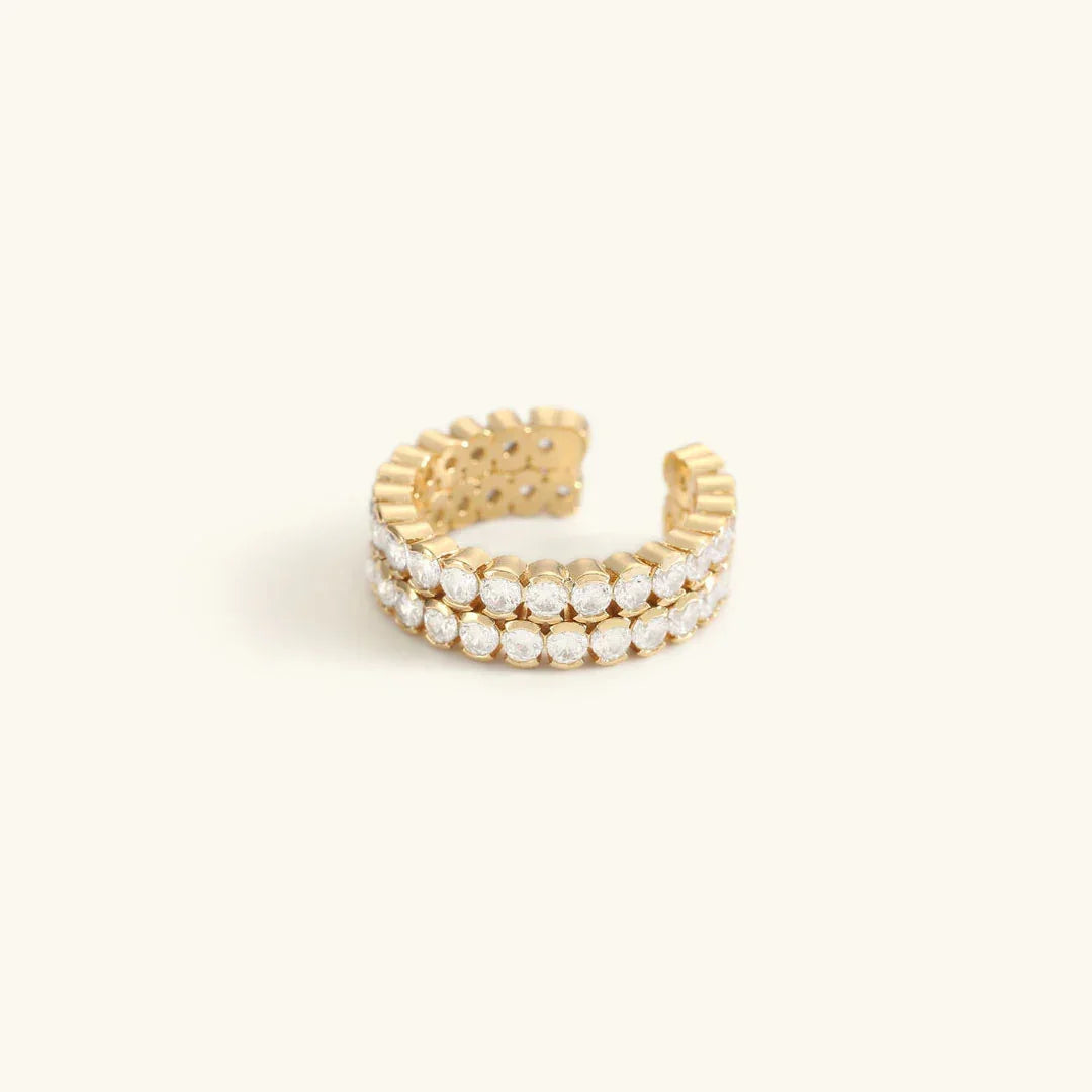 Gold-Plated CZ Statement Ring for Women