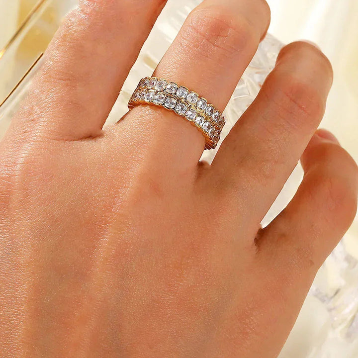 Gold-Plated CZ Statement Ring for Women