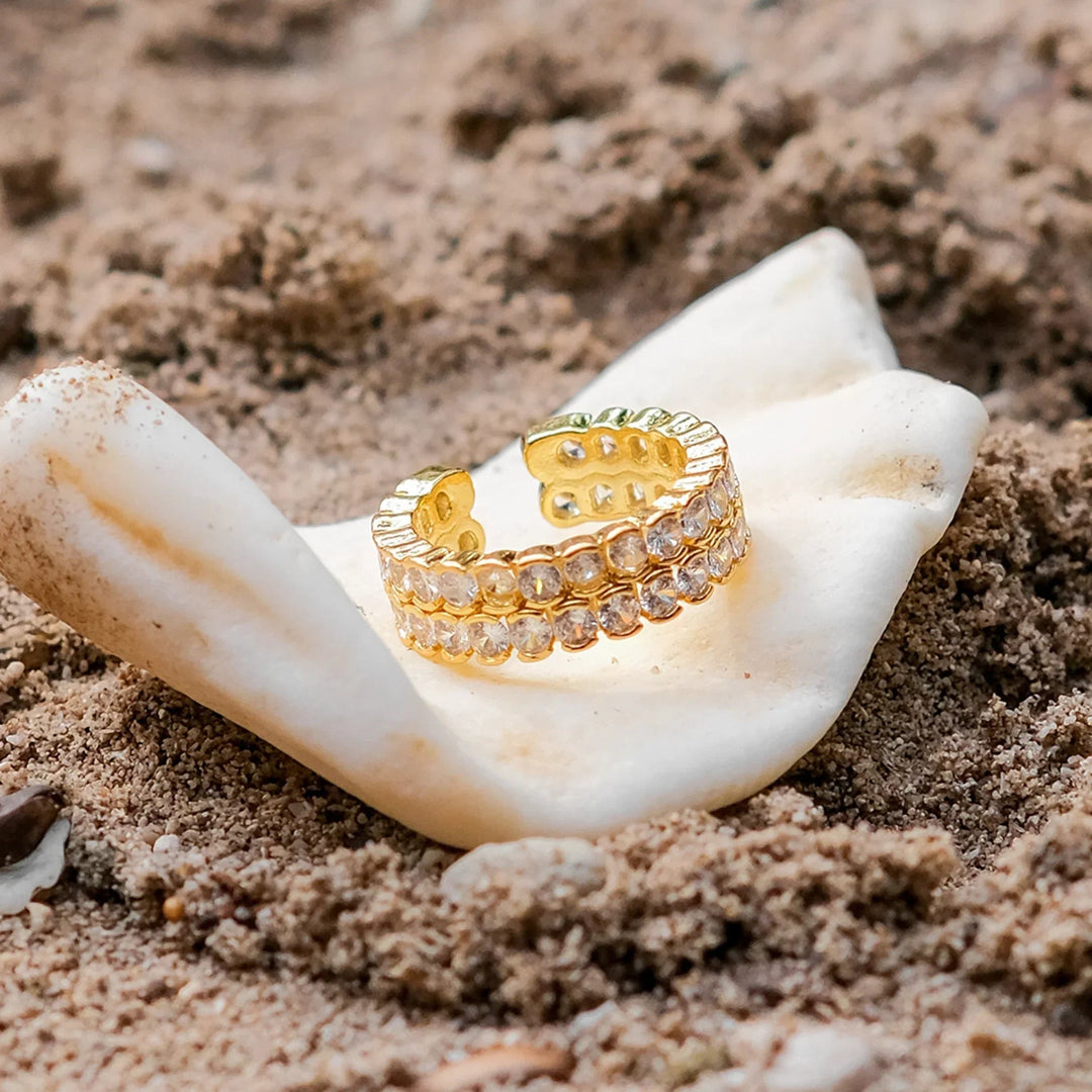 Gold-Plated CZ Statement Ring for Women